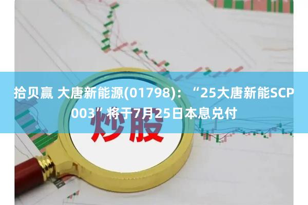 拾贝赢 大唐新能源(01798)：“25大唐新能SCP003”将于7月25日本息兑付